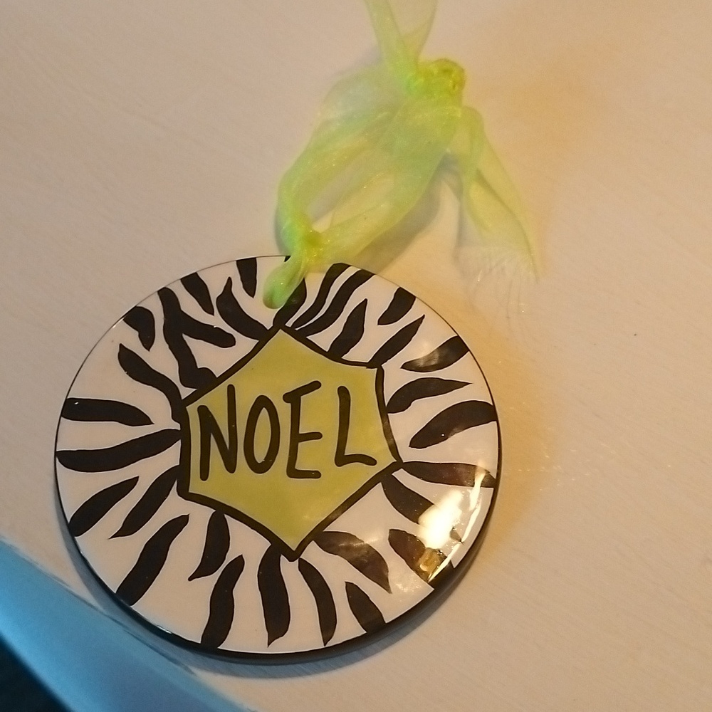 Noel porcelain zebra ornament. 79SC.25